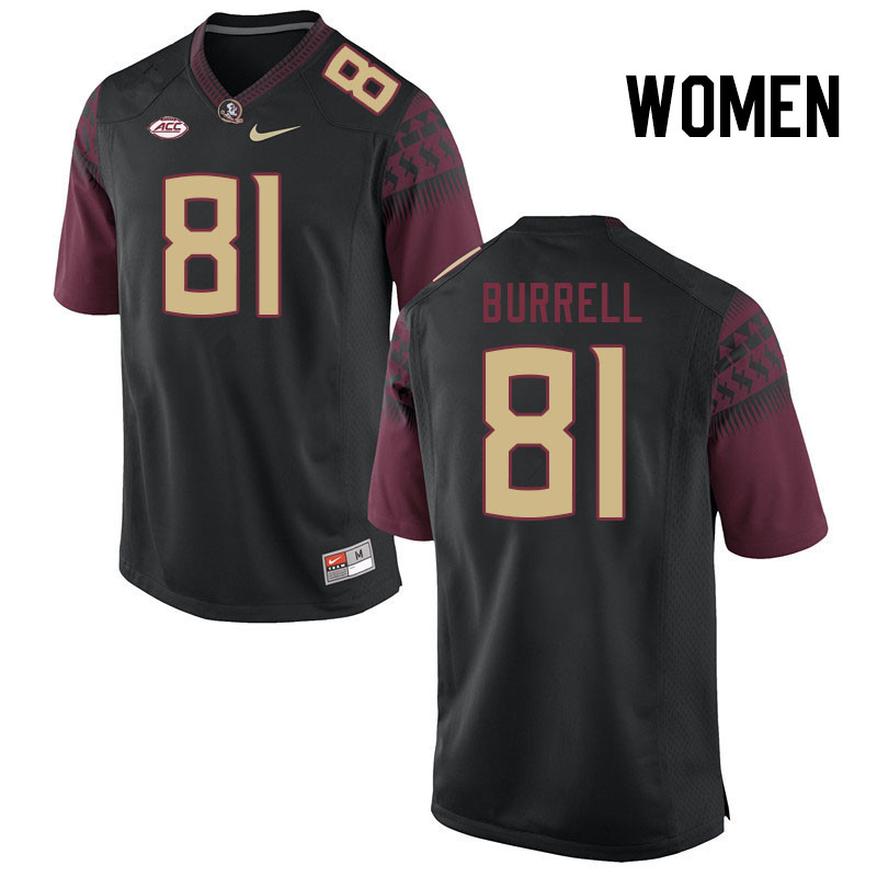 Women #81 Joshua Burrell Florida State Seminoles College Football Jerseys Stitched Sale-Black
